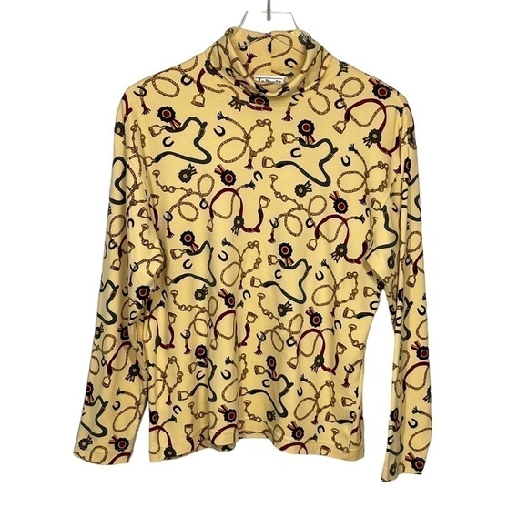 Talbots Mustard Equine Style Turtleneck 100% Cotton Top Sz M - Picture 5 of 7